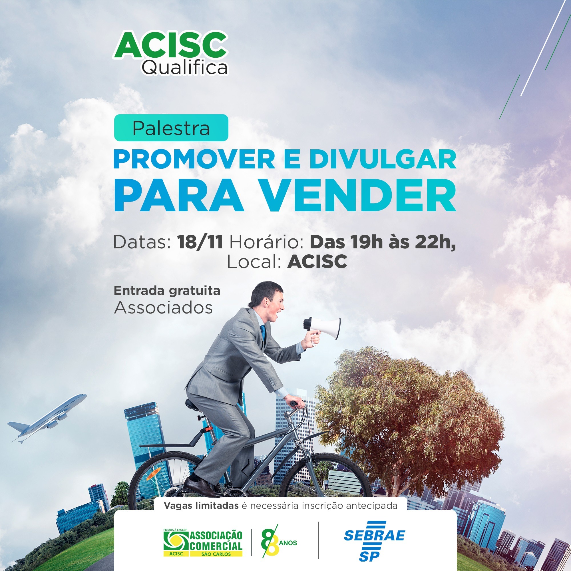 ACISC São Carlos e Sebrae oferecem oficina “Promover e Divulgar para Vender”