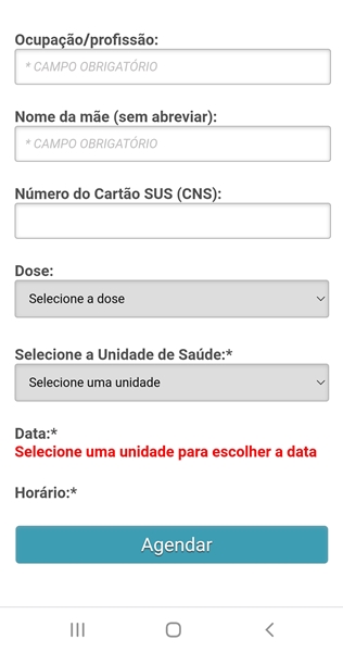 Site de agendamento de vacina gera dúvida na população