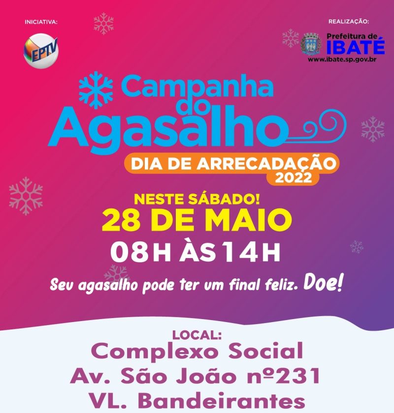“Dia D” de arrecadação da Campanha do Agasalho é neste sábado