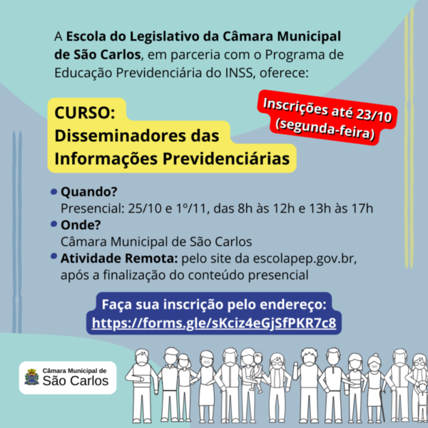 Inscrições para curso sobre direitos e deveres previdenciários vão até segunda (23)