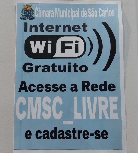 Câmara disponibiliza Wi-Fi Livre na sede do Legislativo