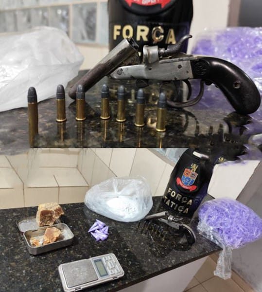 Casal é preso pela Força Tática com drogas e arma