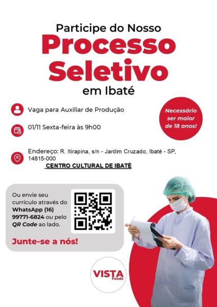 Vista Foods faz seleção de emprego
