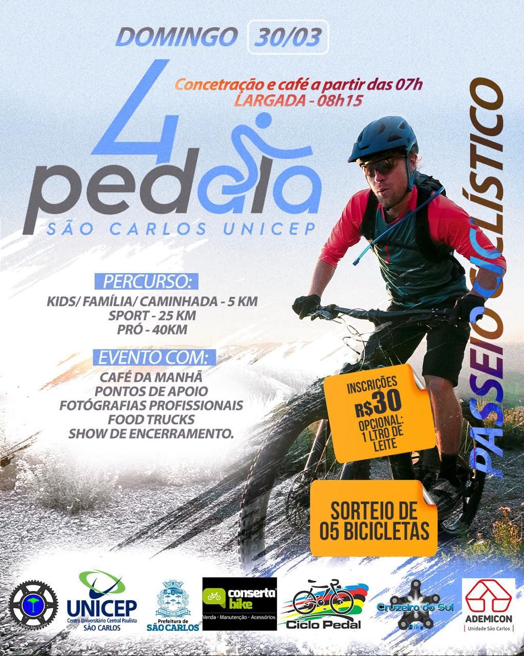 Domingo acontece 4º Pedala São Carlos