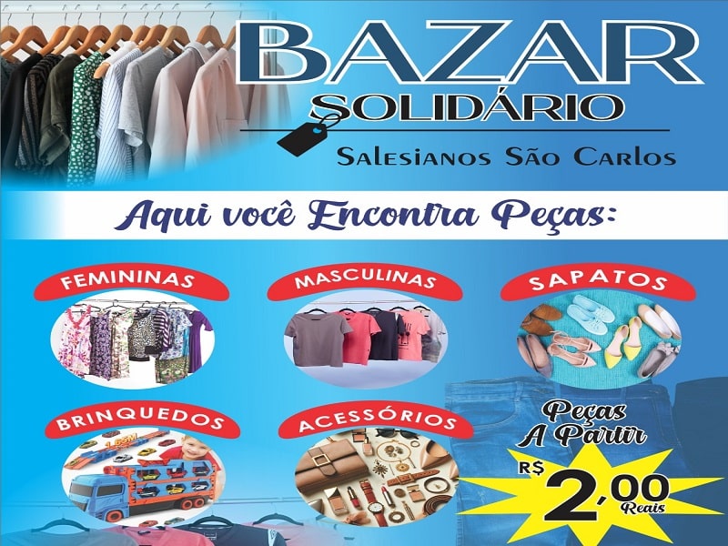 Bazar beneficente no Salesianos promete variedade e preços a partir de R$ 2,00