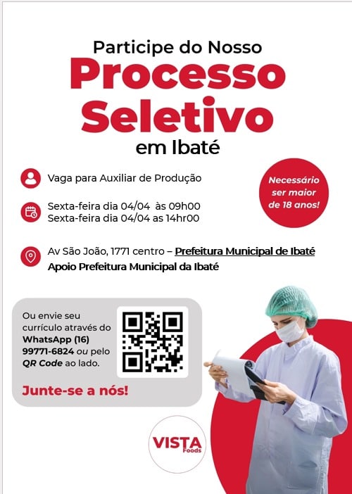 Vista Foods realiza processo seletivo